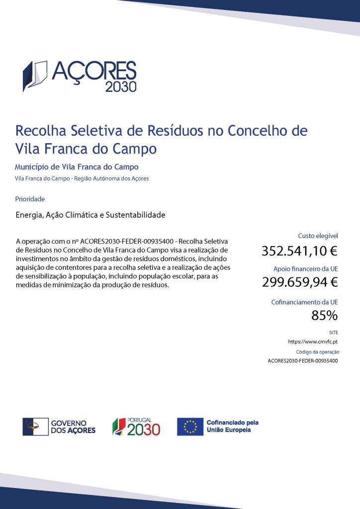 Ficha de Projeto Recolha Seletiva de Residuos2 1 Candidaturas a Fundos Comunitários